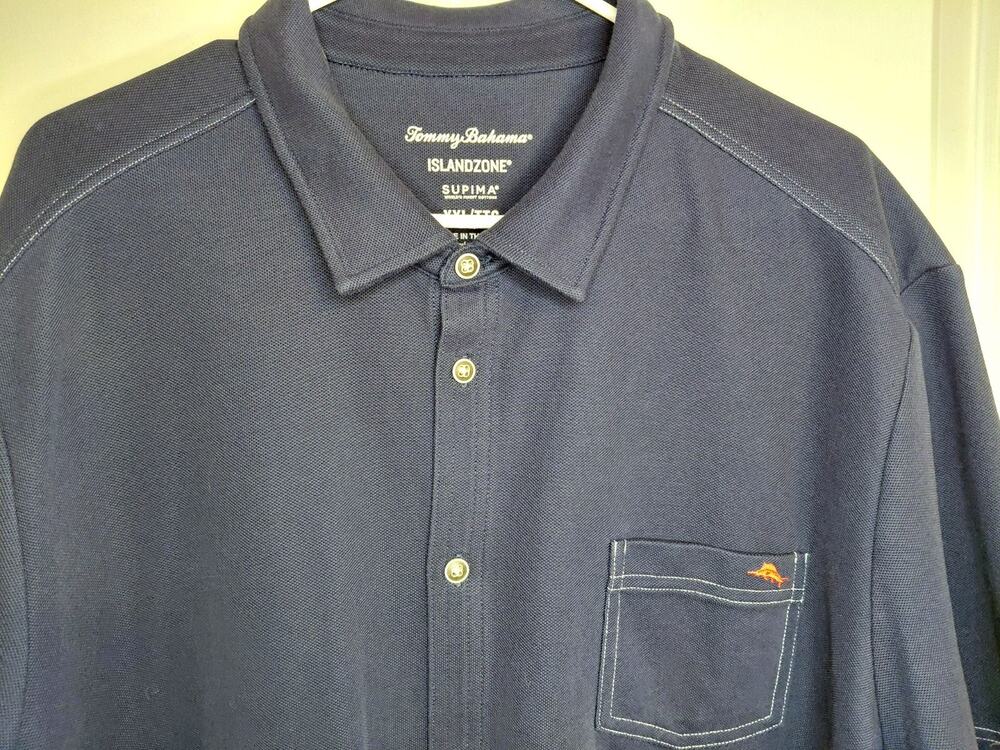 Tommy Bahama IslandZone XXL Navy BLUE Emfielder Supima cotton Polo Shirt NWOT